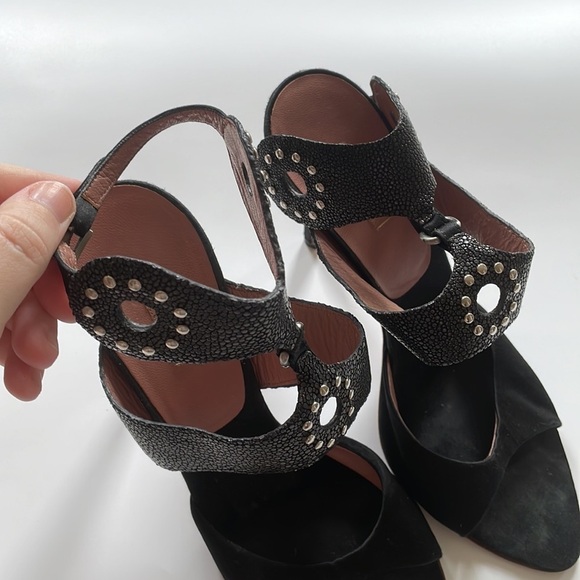 Alaia Black Cut Out Ankle Closure Open Toe Stiletto Heels - Picture 6 of 10